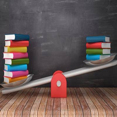 Seesaw with books on top